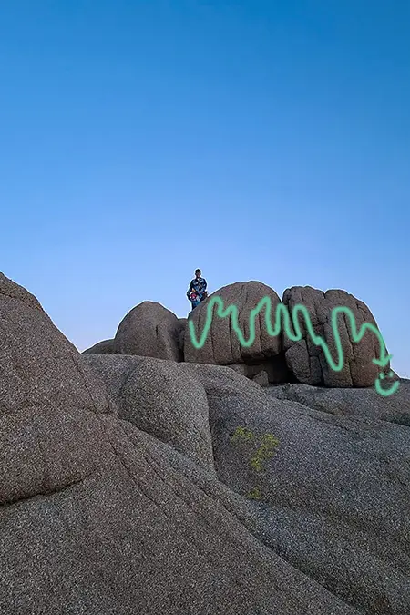 Jazz and Ellie on a rock maze