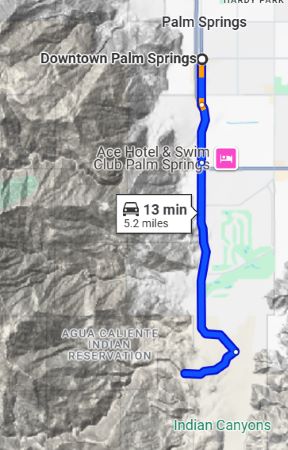 Downtown Palm Springs to Andreas Canyon Loop Trails in Indian Canyons